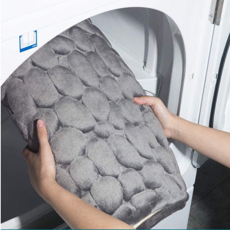 Home Bath Mat Coral Fleece Bathroom Carpet Water Absorption Non-slip Memory Foam Absorbent Washable Rug Toilet Floor Mat