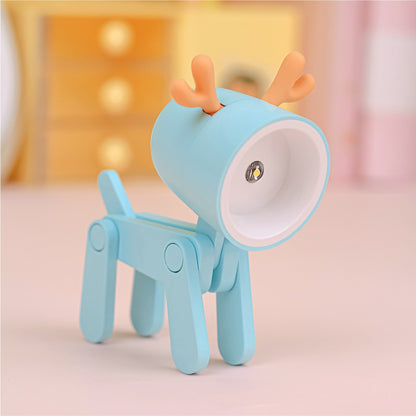 LED Mini Night Light Cute Dog Deer Foldable Desk Lamps Desktop Ornament Book Light Kids Room Bedside Bedroom Decor Holiday Gifts