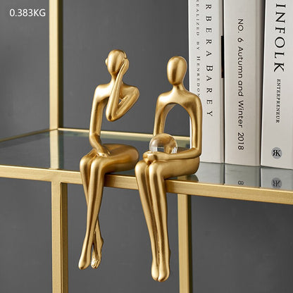 Home Decoration Accessories, Golden Reading Figures