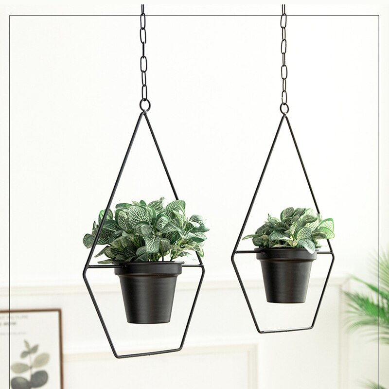 New Nordic Metal Hanging Flower Pot Basket Plant Hanging Planter Garden Pot Vase Home Balcony Decoration Vase Holder Cachepot