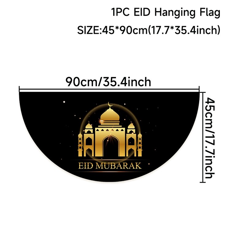 EID Mubarak Outdoor Fan-shaped Flag Banner Ramadan Decoration For Home Islamic Muslim Party Supplies Ramadan Kareem Home Decor