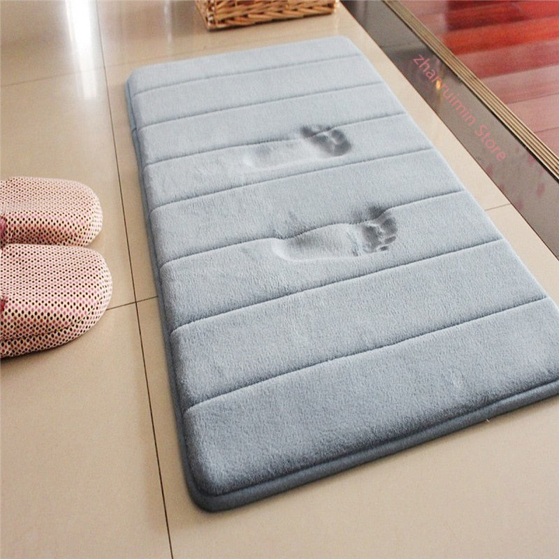 Home Bath Mat Coral Fleece Bathroom Carpet Water Absorption Non-slip Memory Foam Absorbent Washable Rug Toilet Floor Mat