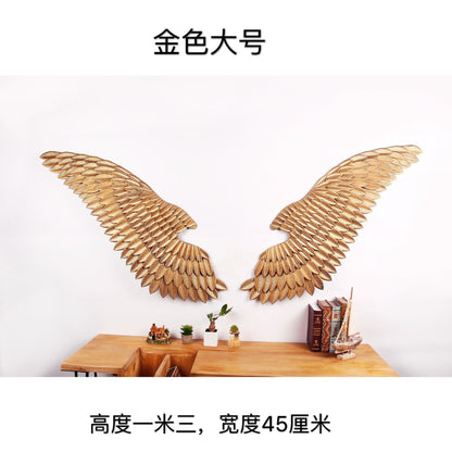 Large Ancient Iron Wall Decoration Angel Wings with LED Creative Retro Wings Bar Cafe Wall Decor Iron Home Decor Accessories