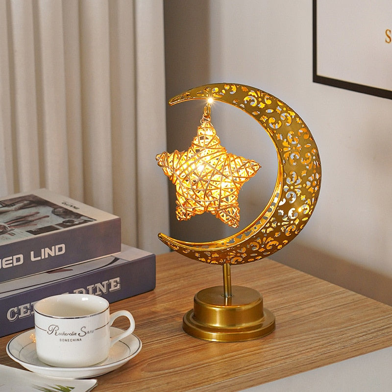 Ramadan LED Light Eid Mubarak Decoration 2023 Iron Art Moon Star for Home Ramadan Kareem Islamic Muslim Festival Party Supplies