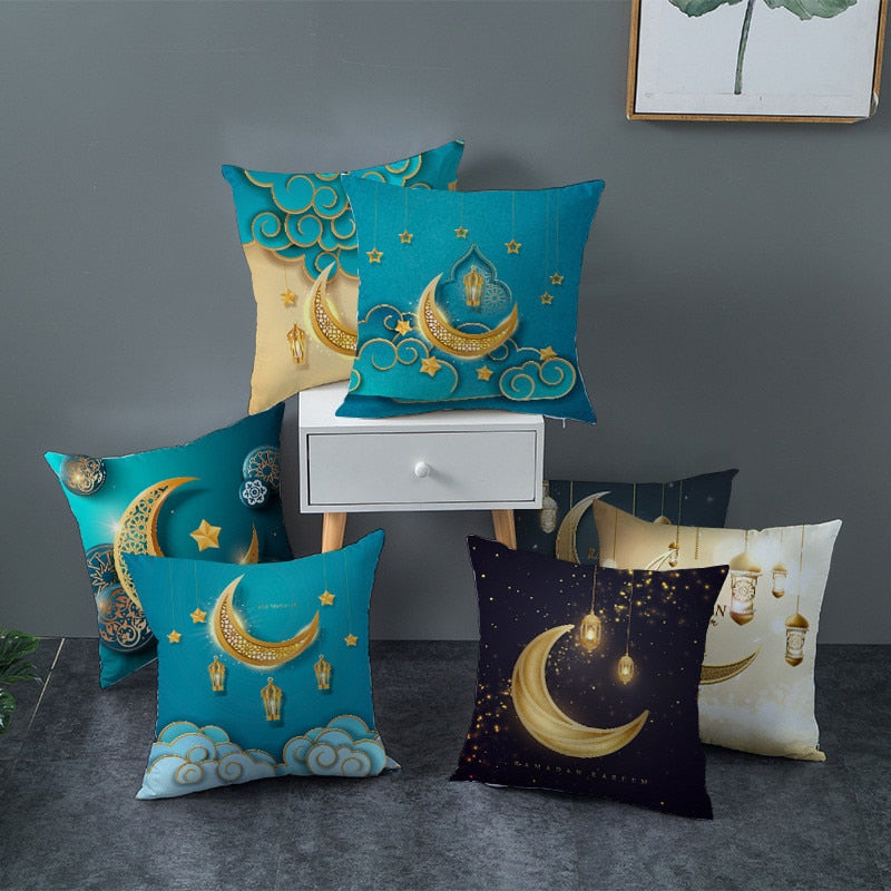 EID Mubarak Cushion Cover Ramadan Decoration for Home Ramadan Kareem Mubarak Muslim Islamic Party Supplies 2023 EID Pillowcase