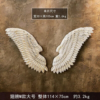 Large Ancient Iron Wall Decoration Angel Wings with LED Creative Retro Wings Bar Cafe Wall Decor Iron Home Decor Accessories