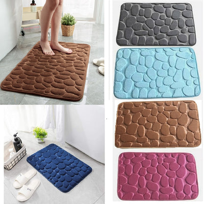 Home Bath Mat Coral Fleece Bathroom Carpet Water Absorption Non-slip Memory Foam Absorbent Washable Rug Toilet Floor Mat