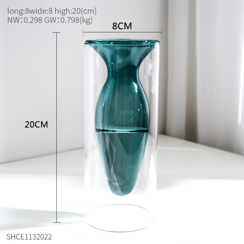 Nordic Home Decor Glass Vase Living Room Decoration Flower Vase Transparent Home Decorations Decorative Glasses Gifts