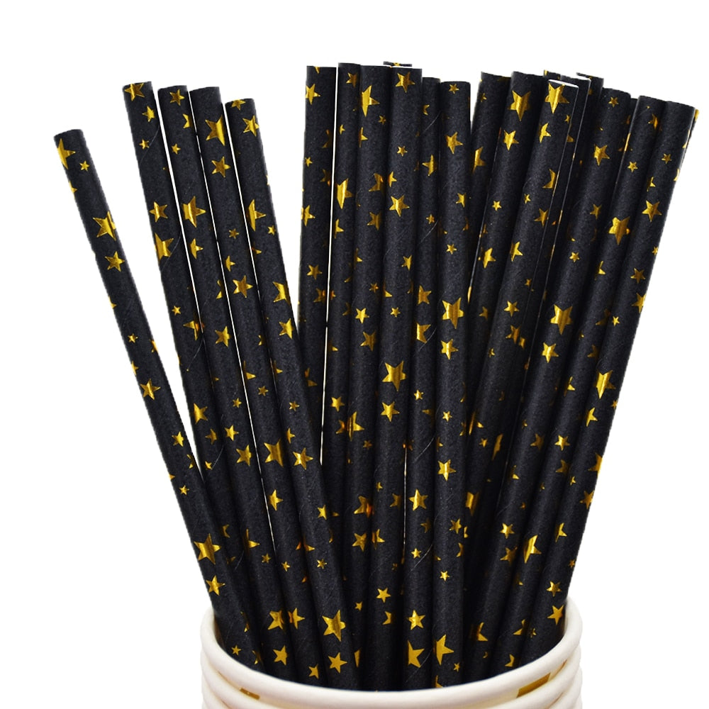 Black Gold Foil Happy Birthday Paper Cups, Disposable Party Supplies