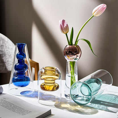 Nordic Home Decor Glass Vase Living Room Decoration Flower Vase Transparent Home Decorations Decorative Glasses Gifts