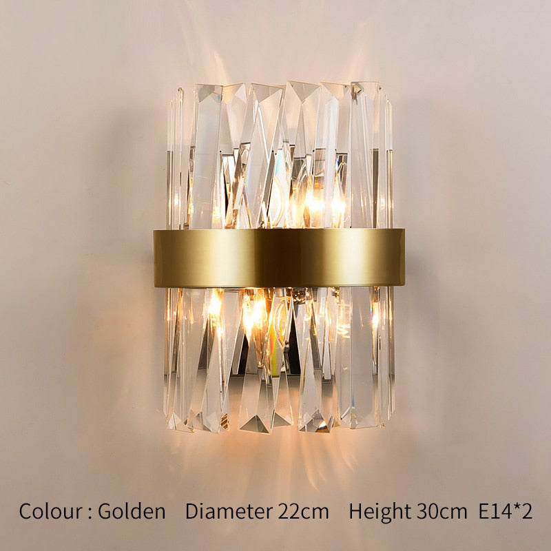 Modern Gold Crystal Wall Lights Bedside For Bedroom Living Room Home Decoration LED Sconce Bathroom Indoor Fixtures