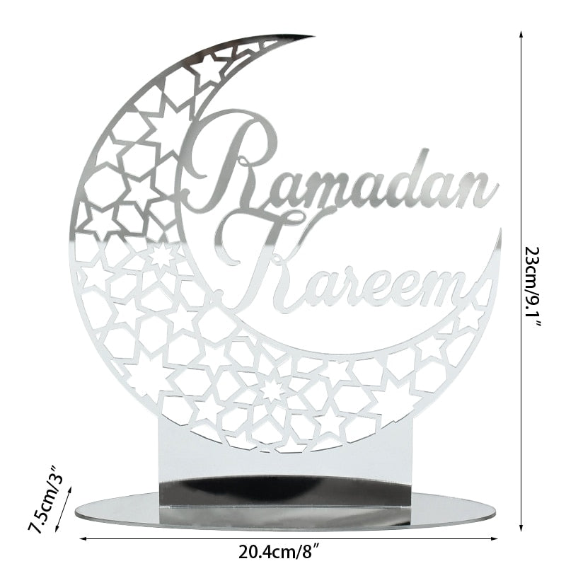 Hollow Out Ramadan Moon Acrylic Table Ornament Eid Mubarak DIY Decoration For Home Kareem Eid Gift Islamic Muslim Party Supplies