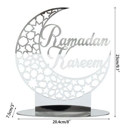 Hollow Out Ramadan Moon Acrylic Table Ornament Eid Mubarak DIY Decoration For Home Kareem Eid Gift Islamic Muslim Party Supplies