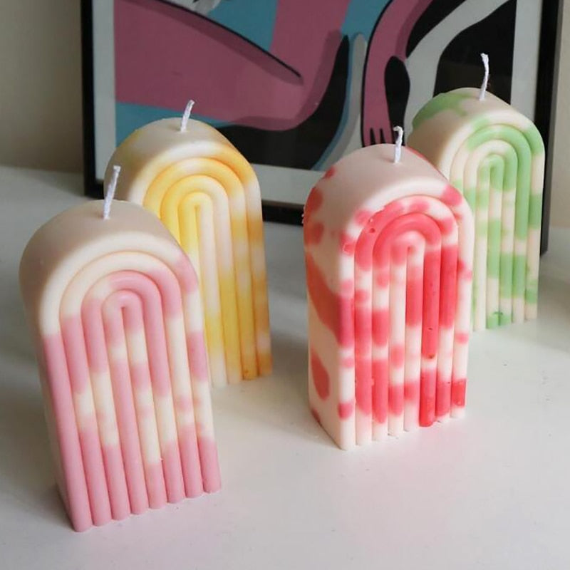 Rainbow Arch Candle Silicone Mold, Resin Plaster Mould Art Craft Home Decor