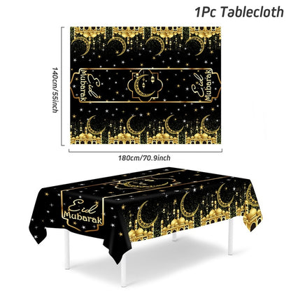 Eid Mubarak Tablecloths Ramadan Decoration for Home Islamic Muslim Party Decor Ramadan Tableware Supplies Eid Al Adha Gift Islam