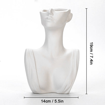 Nordic Ceramic Vase Creative Washbasin Chest Shape Art Vases Male And Female Model Vase For Birthday Gift Home Office Decoration