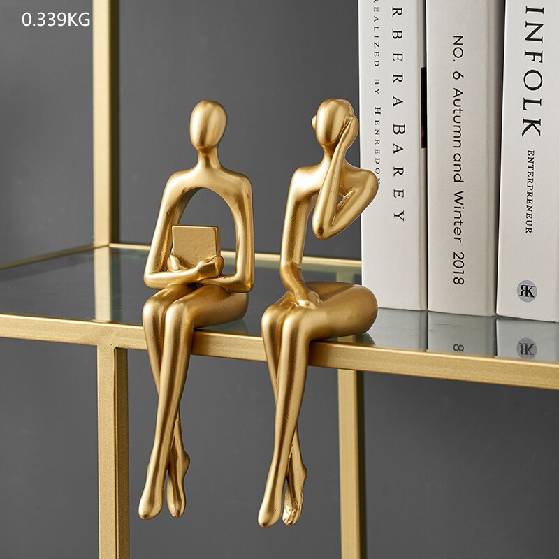 Home Decoration Accessories, Golden Reading Figures