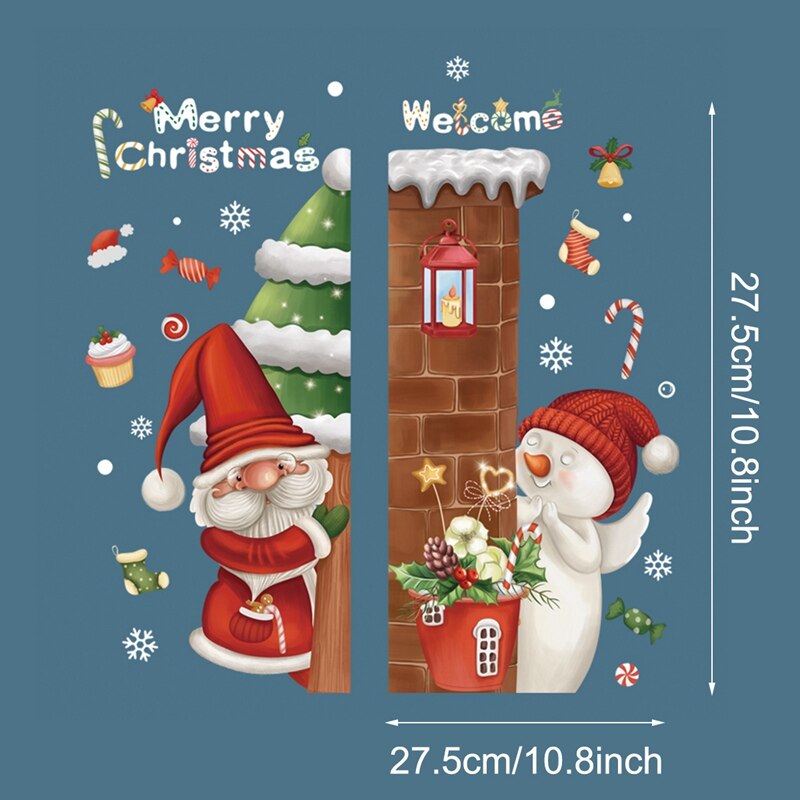 Santa Claus Elk Christmas Ornaments Window Stickers Merry Christmas Home Decoration New Year 2022 Sticker Xmas Decor Navidad