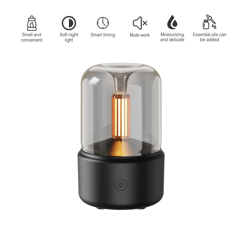 Portable Candlelight, Aroma Diffuser, USB Electric Home Air Humidifier.