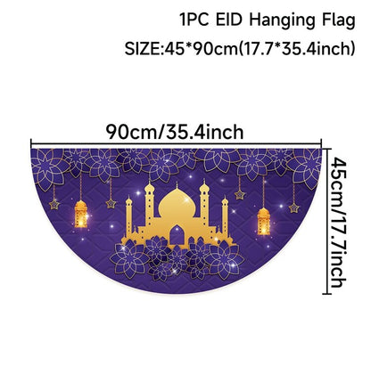 EID Mubarak Outdoor Fan-shaped Flag Banner Ramadan Decoration For Home Islamic Muslim Party Supplies Ramadan Kareem Home Decor