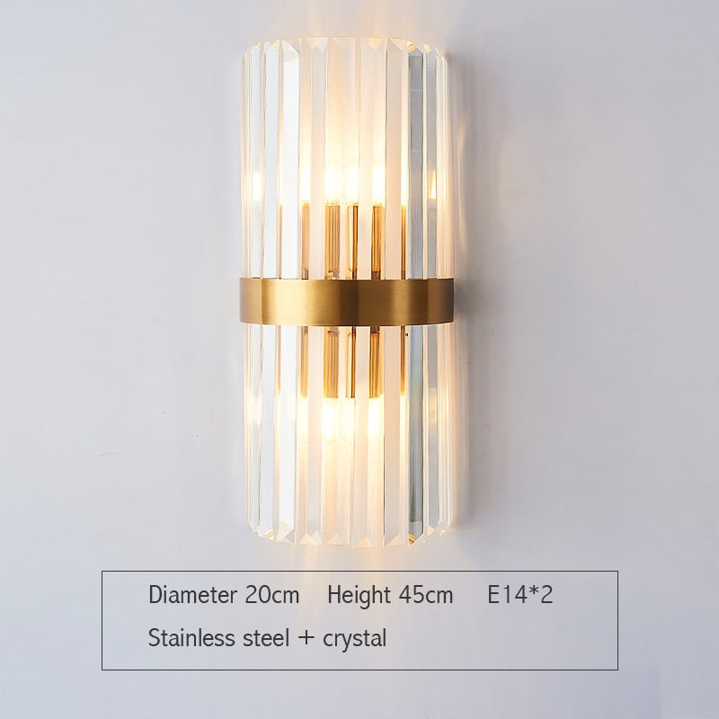 Modern Gold Crystal Wall Lights Bedside For Bedroom Living Room Home Decoration LED Sconce Bathroom Indoor Fixtures