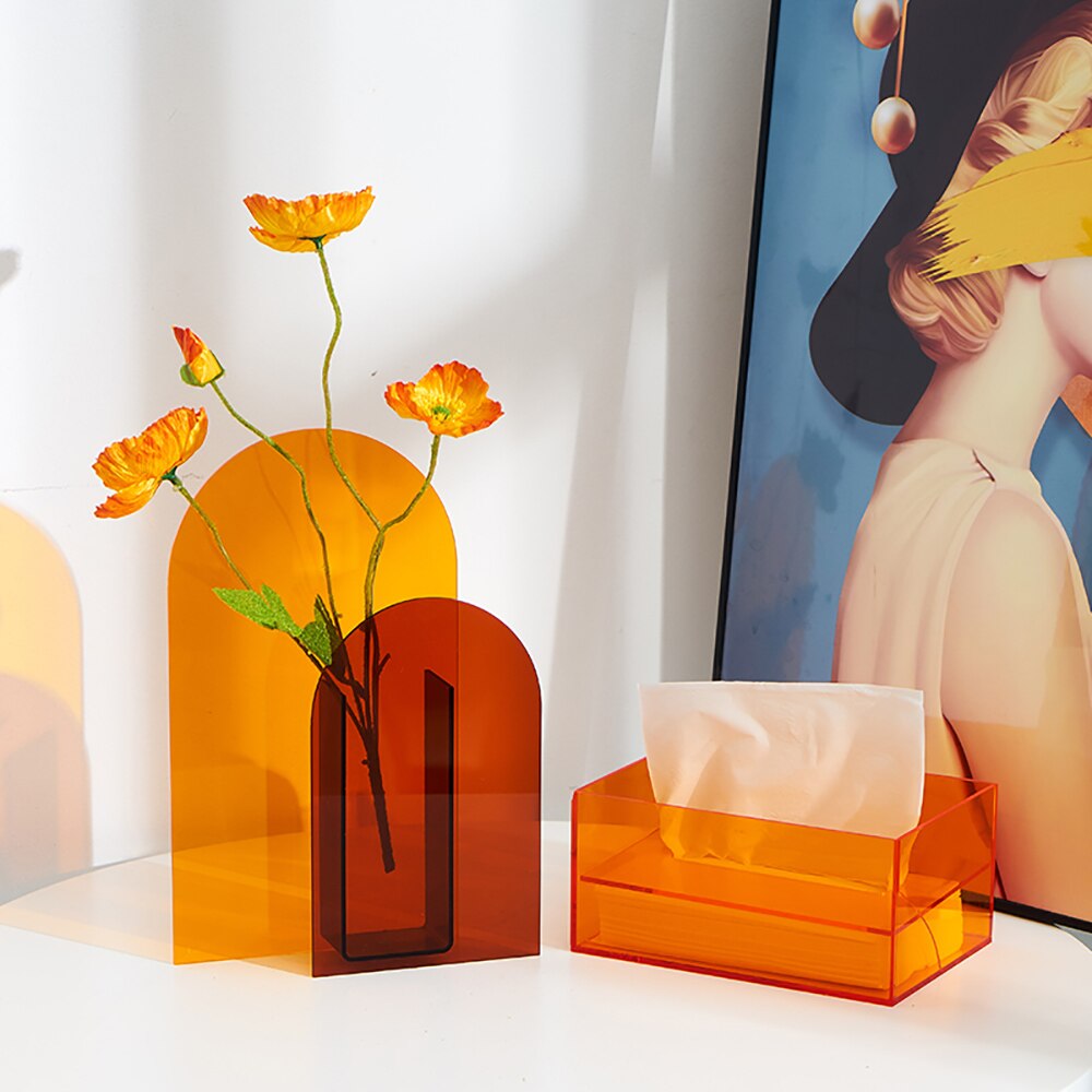 Modern Acrylic Tissue Box Transparent Fashion Napkin Holder Home Decoration Living Room Desk Decor Accessories Decorative Box