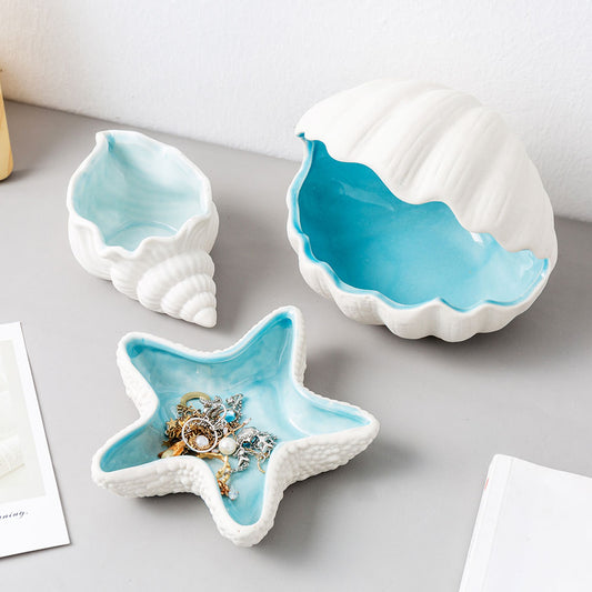 Sea Shells Decoration Desk Accessories Ceramic Storage Nordic Room Decor Home Decor Accessories for Living Room Christmas Gift