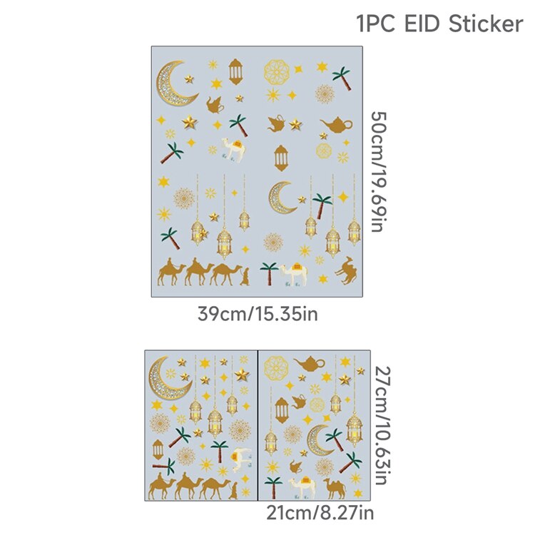 Eid Window Stickers Ramadan Decoration 2023 Eid Mubarak Decor for Home Ramadan Kareem Islam Muslim Party Supplies Eid Al-fitr