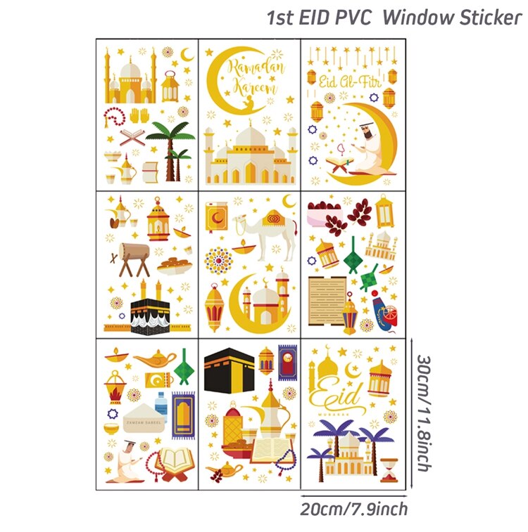 Eid Window Stickers Ramadan Decoration 2023 Eid Mubarak Decor for Home Ramadan Kareem Islam Muslim Party Supplies Eid Al-fitr