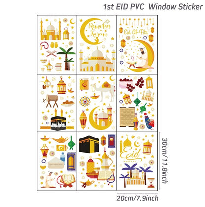 Eid Window Stickers Ramadan Decoration 2023 Eid Mubarak Decor for Home Ramadan Kareem Islam Muslim Party Supplies Eid Al-fitr