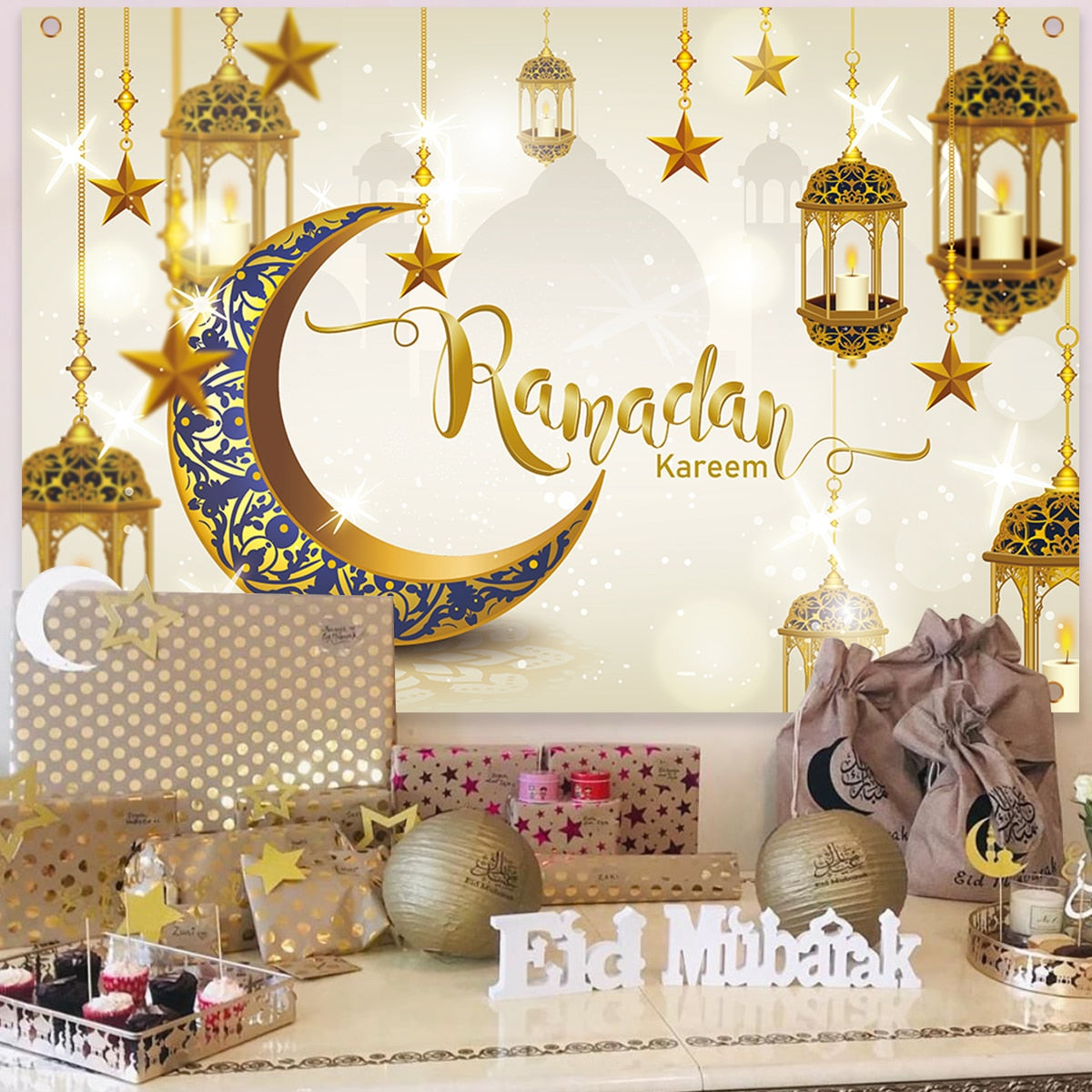 Eid Background Eid Mubarak Ramadan Kareem Backdrop Islam Muslim Party Supplies 2023 Ramadan Decoration For Home Eid Al-fitr Gift