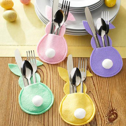 Easter Bunny Felt Cutlery Holder, Tableware Accessories.