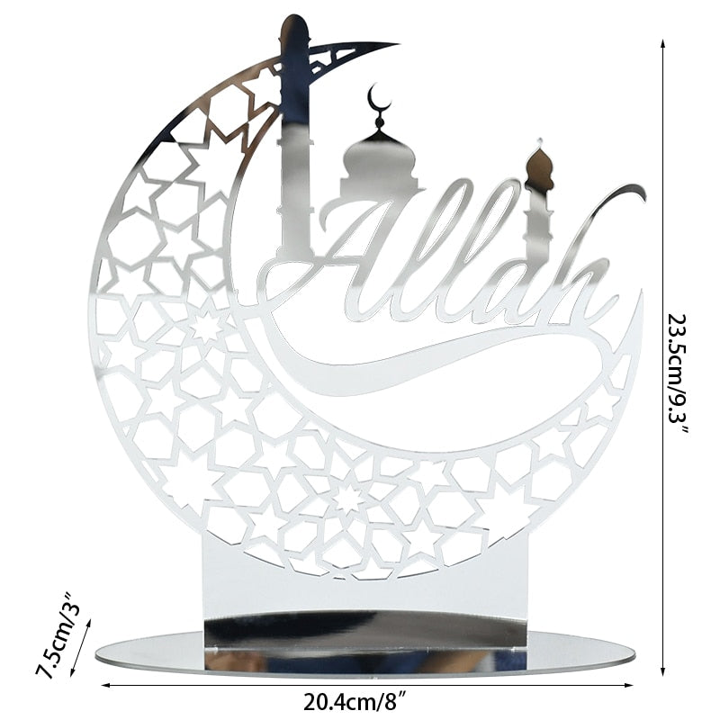 Hollow Out Ramadan Moon Acrylic Table Ornament Eid Mubarak DIY Decoration For Home Kareem Eid Gift Islamic Muslim Party Supplies