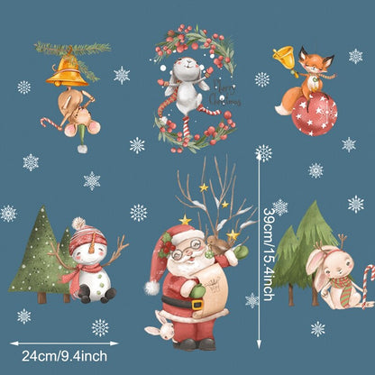 Santa Claus Elk Christmas Ornaments Window Stickers Merry Christmas Home Decoration New Year 2022 Sticker Xmas Decor Navidad