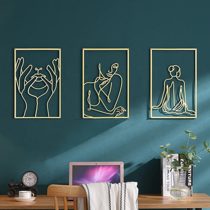 Abstract Home Decoration Woman Iron Wall Hanging Wall Line Art.