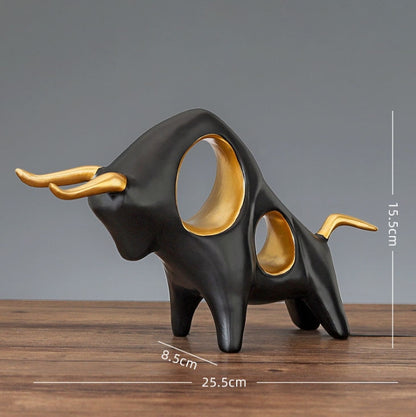 ERMAKOVA Cattle Animal Ox Statue Home Decor Living Room Bull Sculpture TV Cabinet Ornament Crafts Abstract Figurine Home Decor