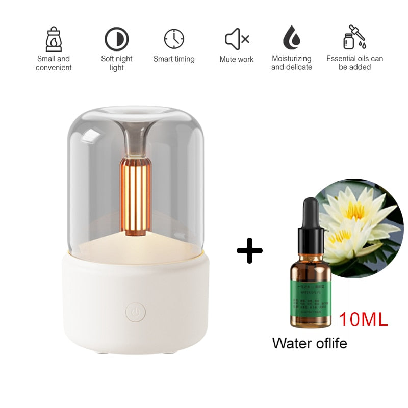 Portable Candlelight, Aroma Diffuser, USB Electric Home Air Humidifier.