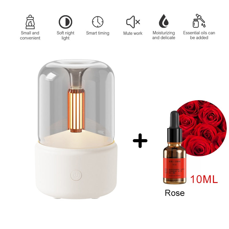 Portable Candlelight, Aroma Diffuser, USB Electric Home Air Humidifier.