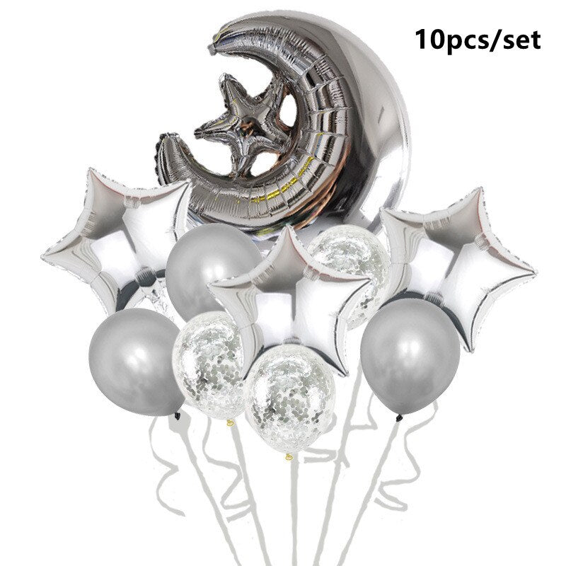 Eid Mubarak Balloons 2022 Ramadan Decoration for Home Moon Star Foil Balloon Muslim Aid Moubarak Kareem Festival Party Supplies