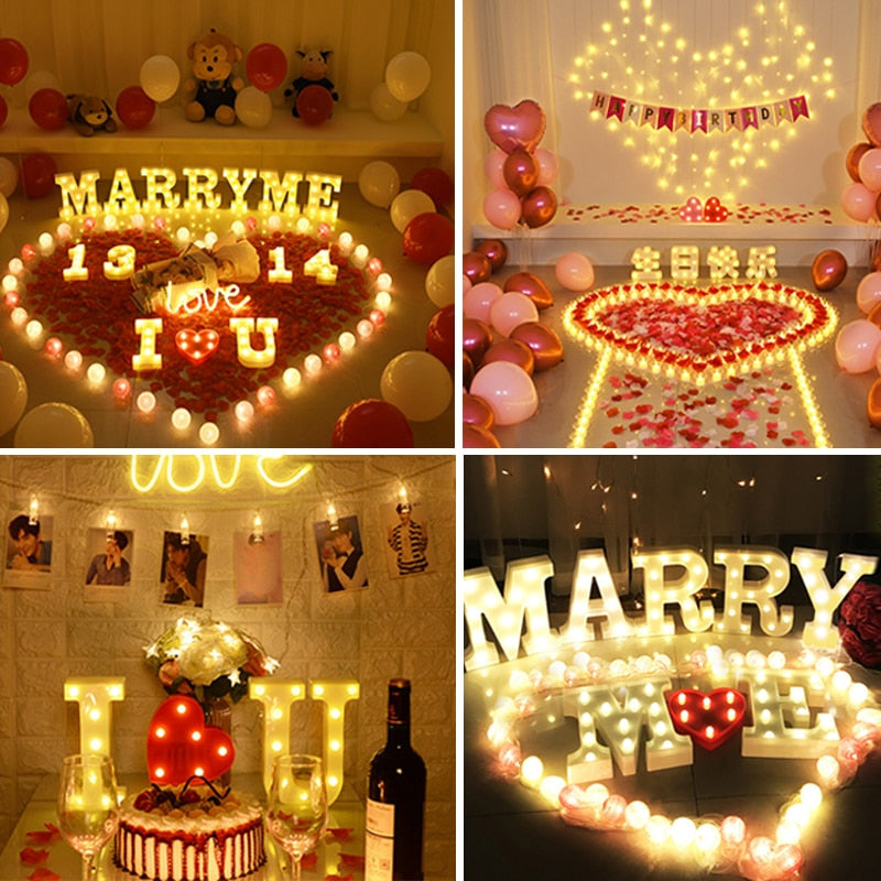 Luminous LED Letter Lights, Birthday Party Decorations.