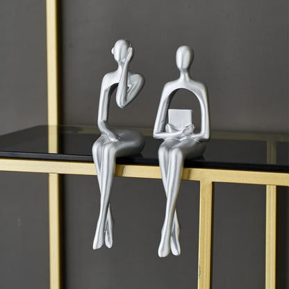 Home Decoration Accessories, Golden Reading Figures