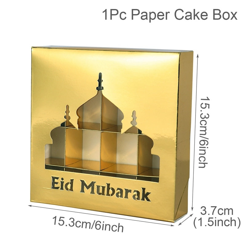 Eid Mubarak Gift Box Cake Candy Box Ramadan Decoration for Home 2023 Islamic Muslim Party Supplies Eid Al-fitr Ramadan Kareem