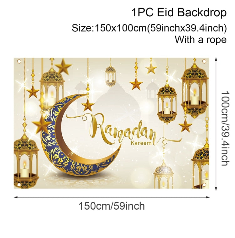 EID Mubarak Outdoor Fan-shaped Flag Banner Ramadan Decoration For Home Islamic Muslim Party Supplies Ramadan Kareem Home Decor