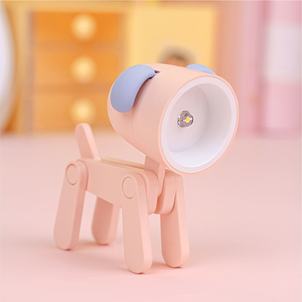 LED Mini Night Light Cute Dog Deer Foldable Desk Lamps Desktop Ornament Book Light Kids Room Bedside Bedroom Decor Holiday Gifts