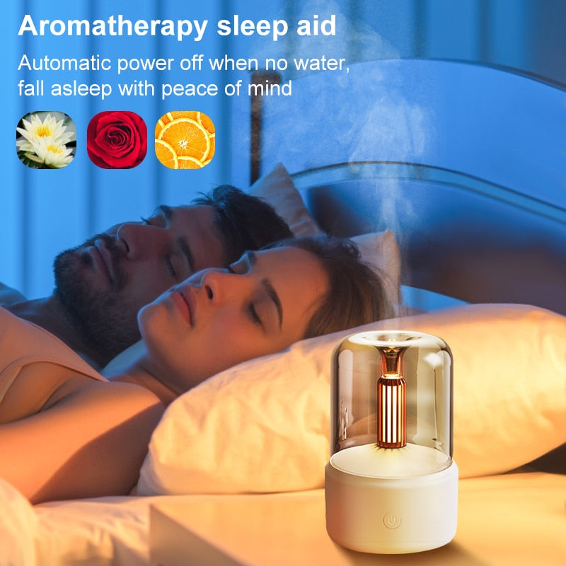 Portable Candlelight, Aroma Diffuser, USB Electric Home Air Humidifier.