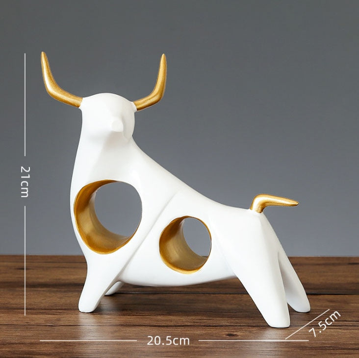 ERMAKOVA Cattle Animal Ox Statue Home Decor Living Room Bull Sculpture TV Cabinet Ornament Crafts Abstract Figurine Home Decor