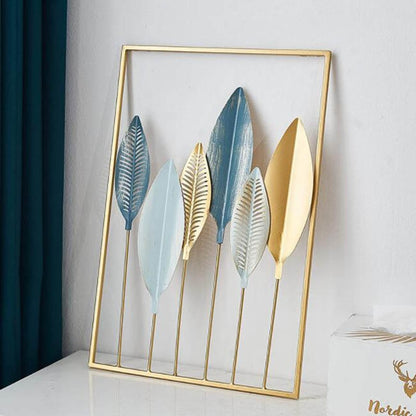 Modern Gold Metal Hanging Leaf Wall Art Decoration