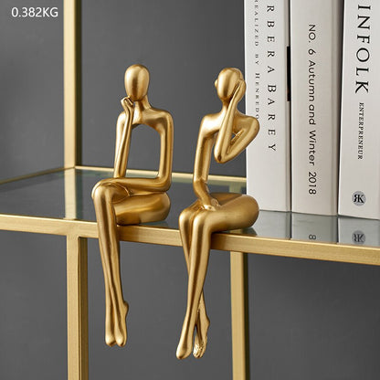 Home Decoration Accessories, Golden Reading Figures