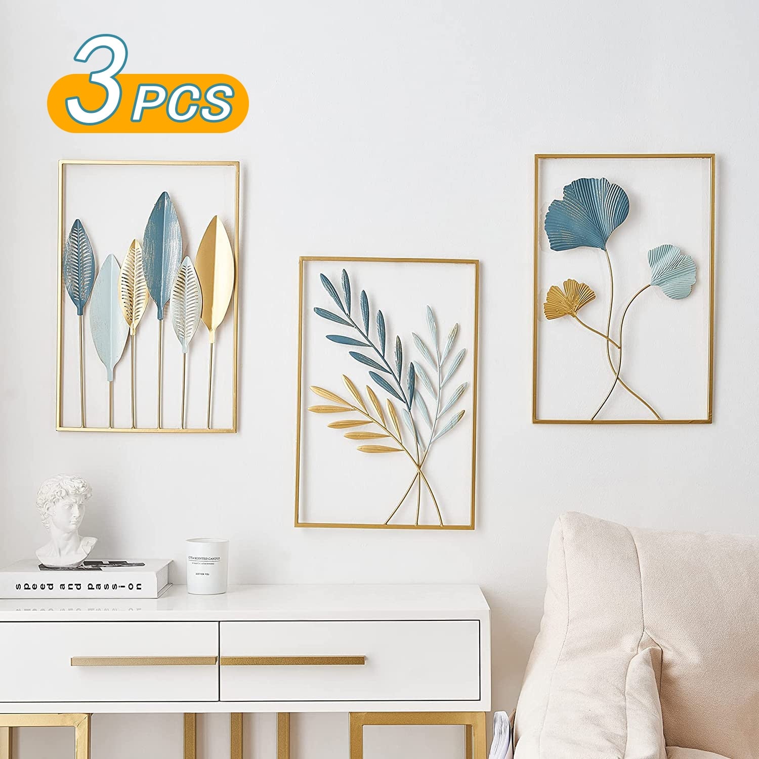 Nordic Home Wall Decor | Metal Gold Wall Stickers