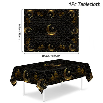 Eid Mubarak Tablecloths Ramadan Decoration for Home Islamic Muslim Party Decor Ramadan Tableware Supplies Eid Al Adha Gift Islam